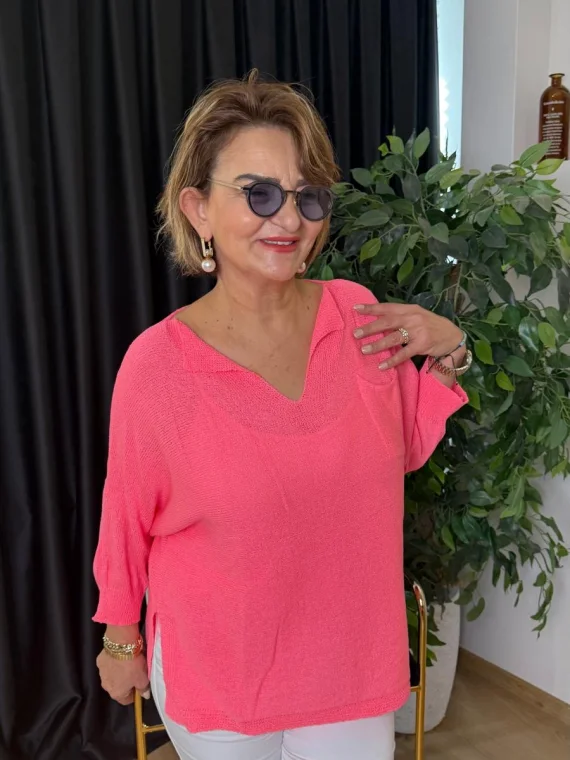 Pembe Merserize Bluz 9100