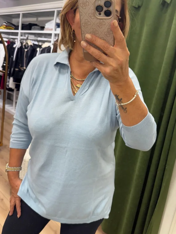 Polo V Yaka Bluz 1311