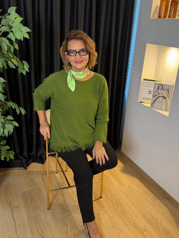 Püskül Desenli Bluz 25İTD604