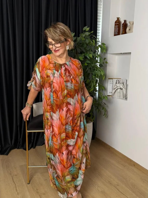 Renkli Desenli Elbise 22315K