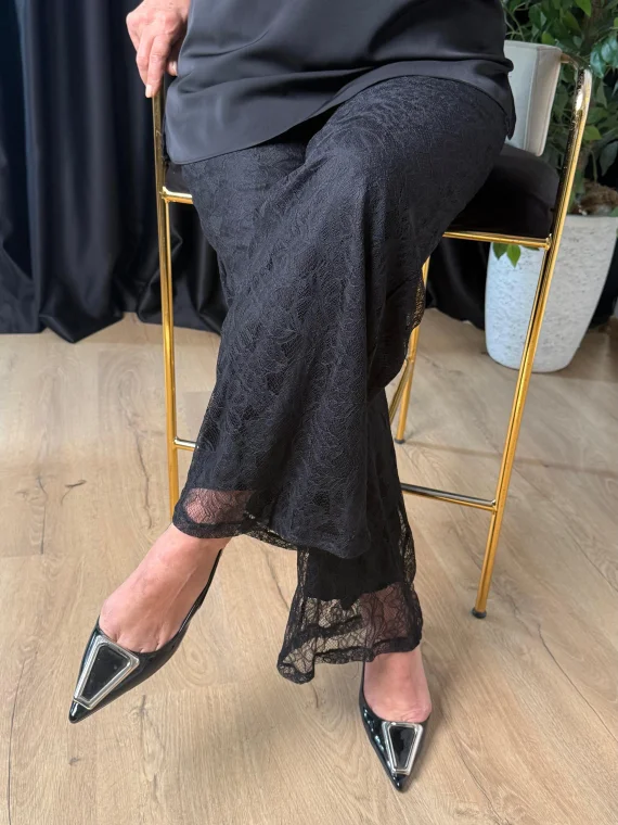 Siyah Dantelli Pantolon 3357