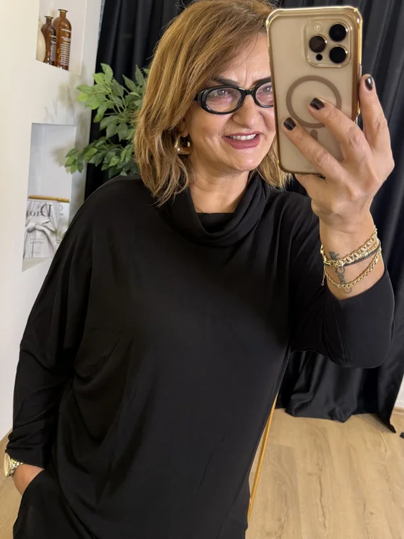 Siyah Degaje Yaka Tunik 611