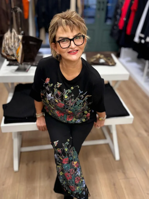 Siyah Desenli Taşlı Takım 00247-10