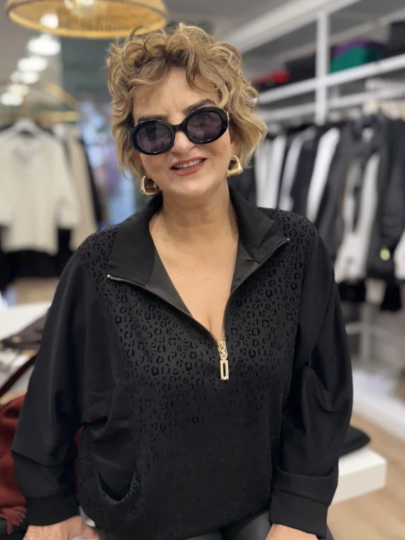 Siyah Fermuarlı Bluz 000345-B