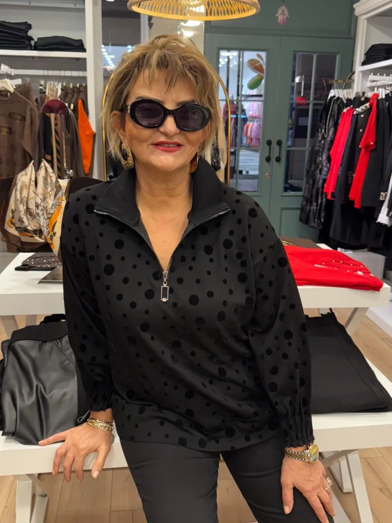 Siyah Fermuarlı Bluz 000349