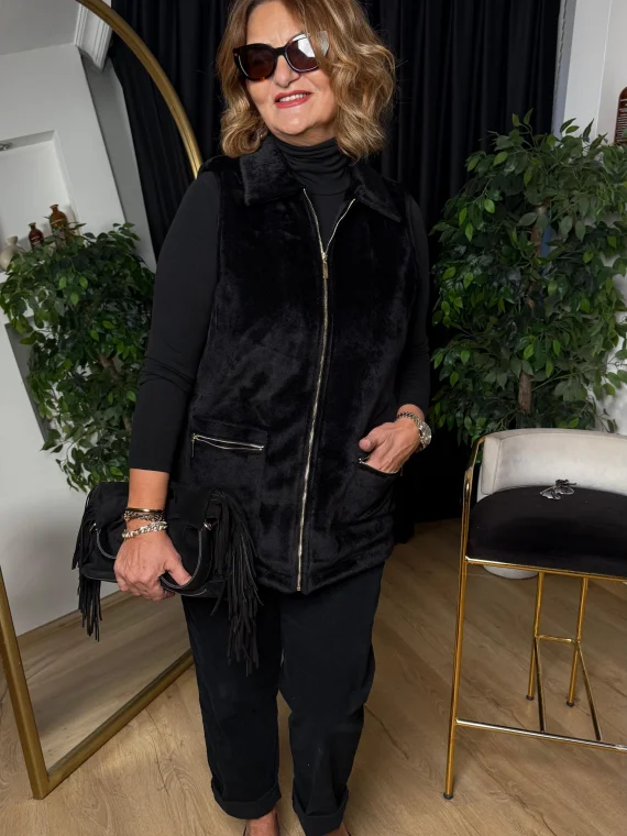 Siyah Fermuarlı Cepli Yelek 45066