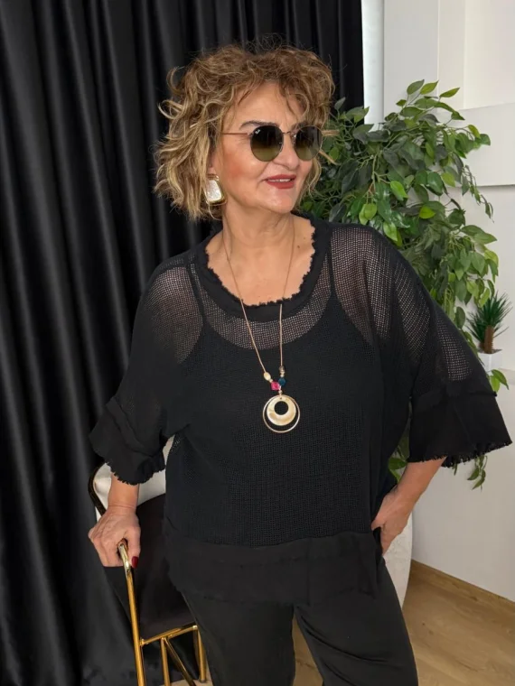 Siyah File Bluz 26154