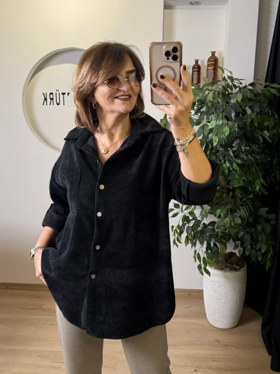 Siyah Kadife Gömlek 25119