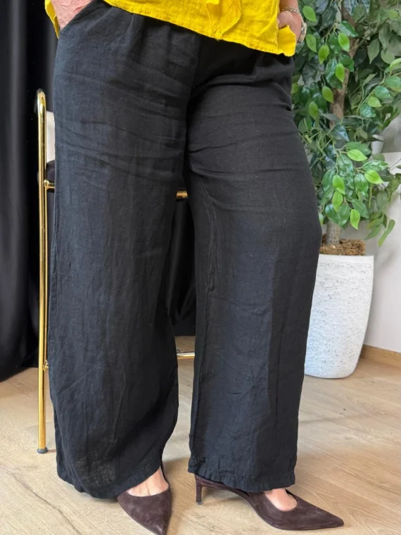 Siyah Keten Pantolon 207-1