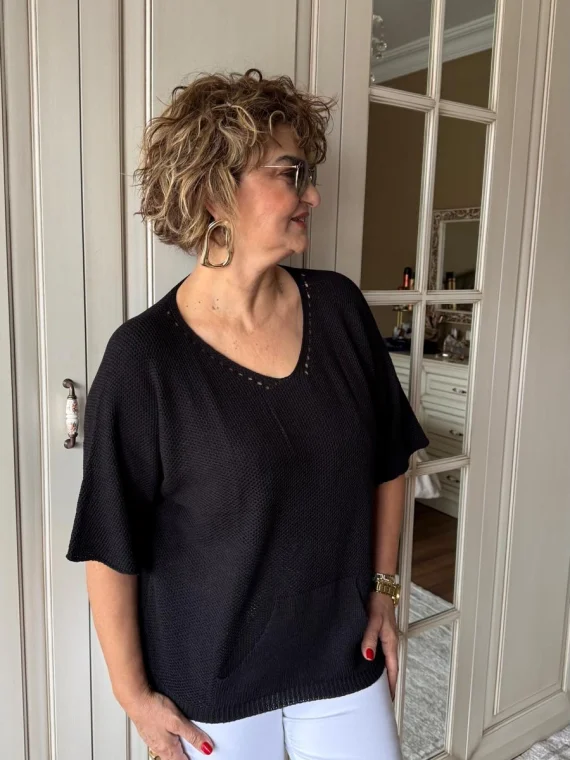 Siyah Merserize Bluz 8750