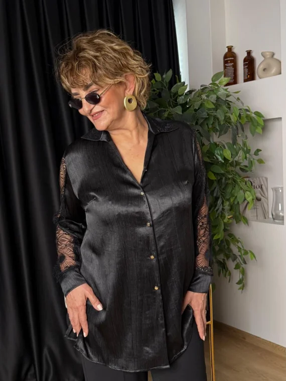 Siyah Saten Bluz 2172