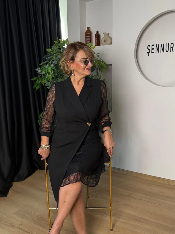 Siyah Skuba Elbise 5520