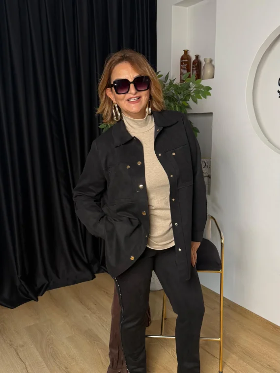 Siyah Süet Gömlek 10630