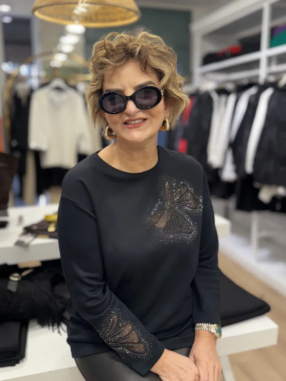 Siyah Taşlı Bluz 000353-3