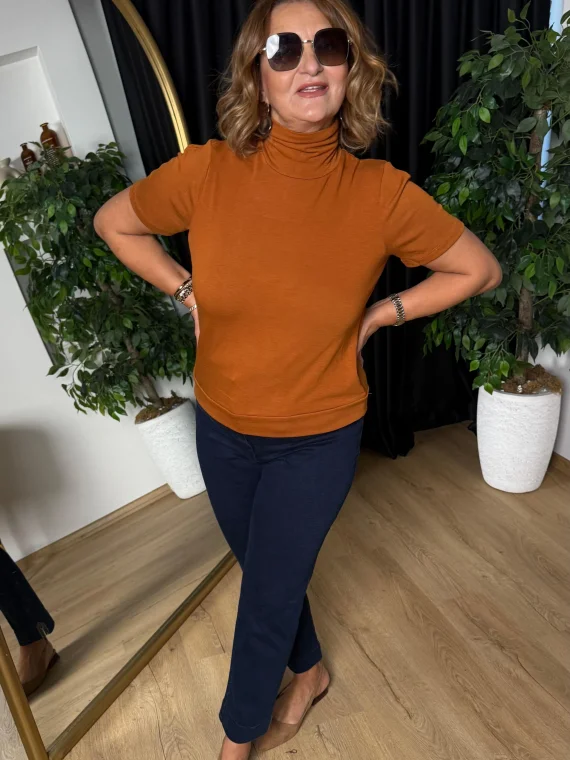 Taba Kısa Kol Triko Bluz 222018