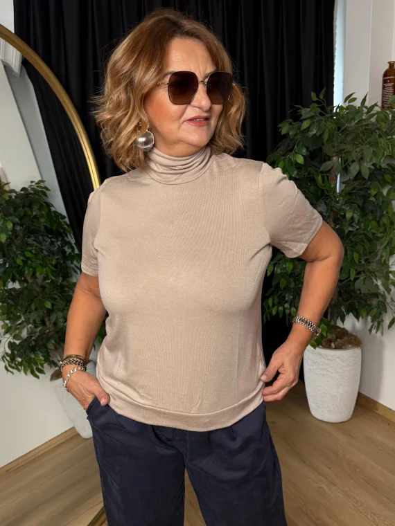 Taş Rengi Kısa Kol Triko Bluz 222018