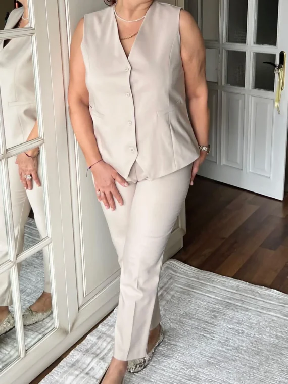 Taş Rengi Yelekli Takım 6107