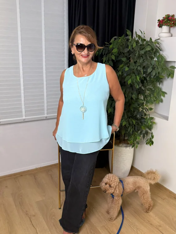 Turkuaz Şifon Bluz 2225