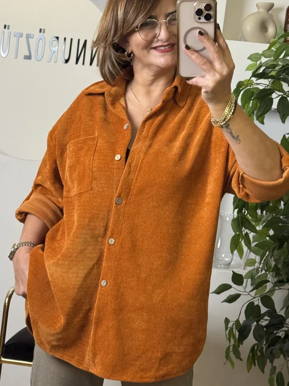 Turuncu Kadife Gömlek 25119
