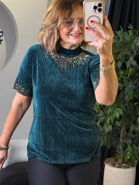 Yeşil Kadife Bluz 9201