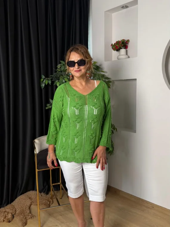 Yeşil Merserize Triko Bluz 1150