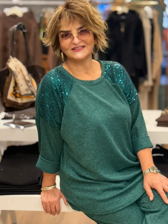 Yeşil Pullu Örme Takım Y2735