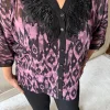 Mor-Siyah Şifon Gömlek 4048