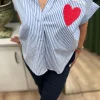 Mavi Çizgili Kalpli Gömlek LVD