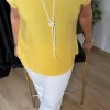 Sarı Düşük Kol Basıc Bluz 20128
