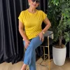 Sarı Basic Yuvarlak Yaka Tişört 25Y2004