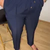 Lacivert Beli Lastikli Kumaş Pantolon 7111