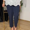 Lacivert Beli Lastikli Kumaş Pantolon 7111