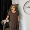 Kahve Eteği Fistolu Elbise 11174-1