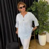 Bebe Mavisi Çizgili Tek Düğmeli Bluz 20718