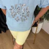 Bebe Mavisi Yaprak Desen Pul Payetli Bluz 11230