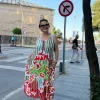 Bej Desenli Elbise BY045