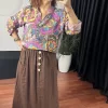 Benekli Yaprak Desen Gömlek 83931