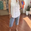 Beyaz Askılı Sıfır Kol Bluz KG-25003