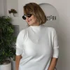 Beyaz Dik Yaka Triko Bluz 8103