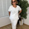 Beyaz Kısa Kol Müslin Bluz 2134