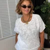 Beyaz Kısa Kol Müslin Bluz 2134