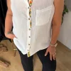 Beyaz Müslin Sıfır Kol Bluz M-2113