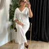 Beyaz Rengi Keten Bluz 18149