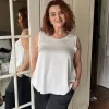 Beyaz Saten Kalın Askılı Bluz 50107