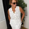Beyaz Sıfır Kol Bluz GP-1116k