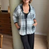 Beyaz-Siyah Desenli Sweat Takım 8027