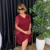 Bordo Krep Elbise 5519