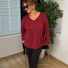 Bordo Leopar Desenli Triko Kazak Y59100