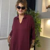 Bordo Polo Yaka Salaş Triko Bluz 1313