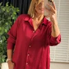 Bordo Saten Gömlek BG793